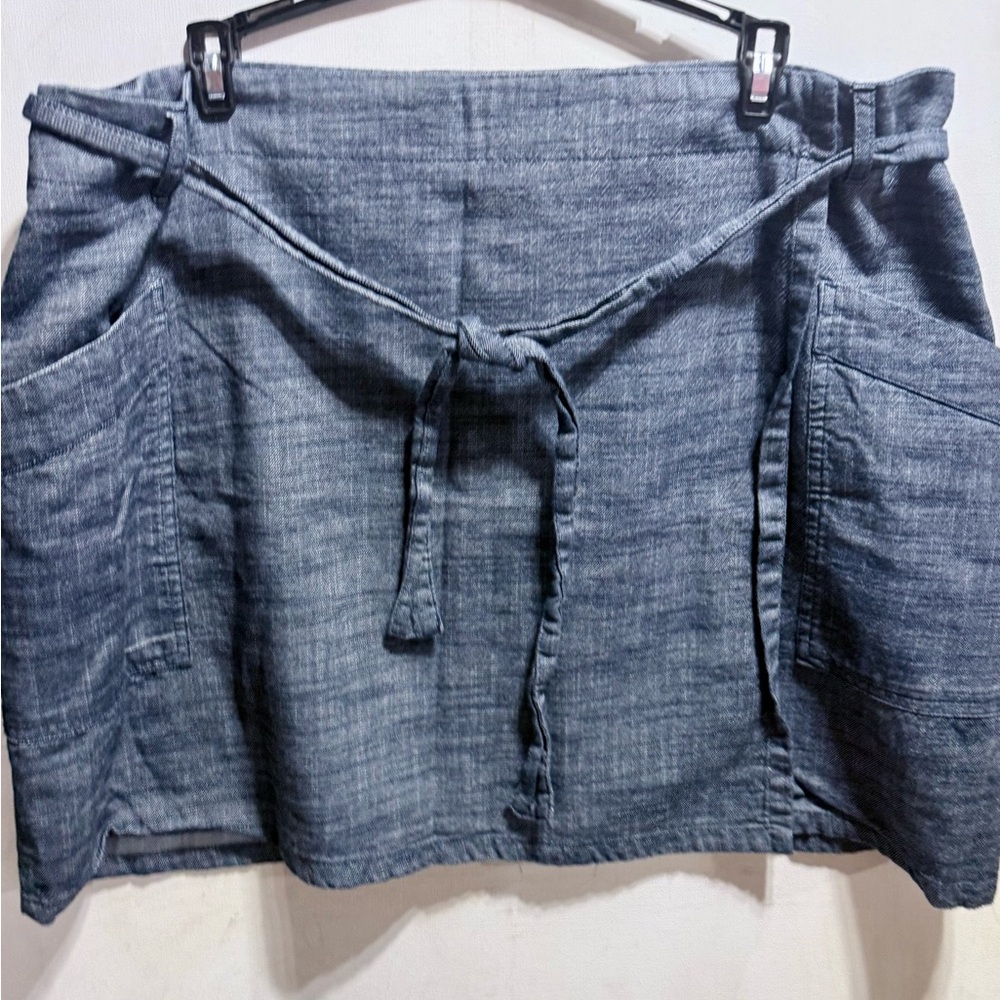 Gap True Wrap Skirt Indigo Blue Cotton Straight Short Pockets ~ Women’s Size-XL